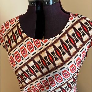 Rafaella colorful, orange and brown geometric pattern dress